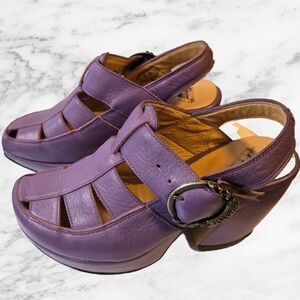 New Fluevog Purple Leather Slingback Mary Jane Heels Size 6.5